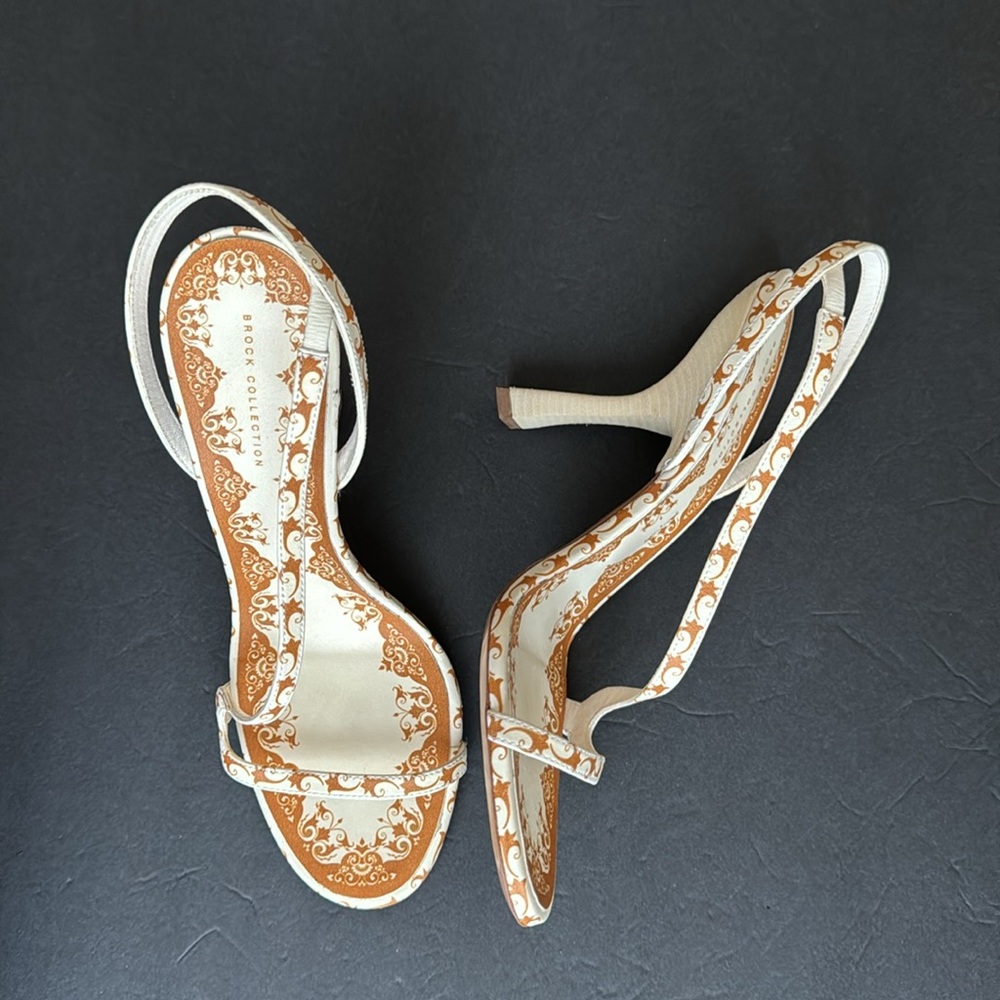 Brock Collection Grecian Orange & Cream Sandals Size 40 - Picture 3 of 10